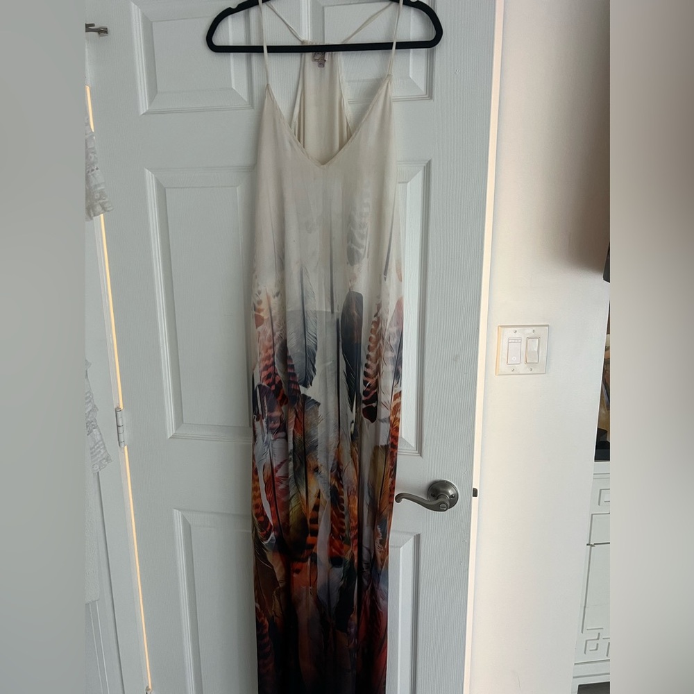 Feather Print Maxi Dress